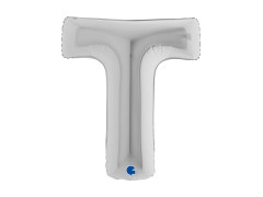 Balon foliowy literka T srebrny - 40" - 1 szt.