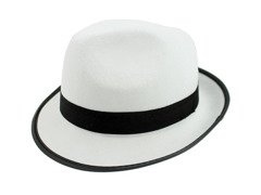 Kapelusz gangstera MICHAEL JACKSON biały z czarną lamówką - 1 szt.