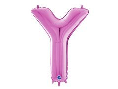Balon foliowy fuksjowa litera Y - 66 cm - 1 szt.