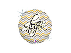 Balon foliowy okrągły Happy New Year - 14" - 1 szt.