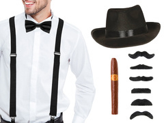 Zestaw gangstera czarny - 1 komplet.