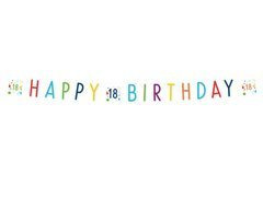 Baner Happy Birthday na osiemnastkę Konfetti - 180 cm - 1 szt.
