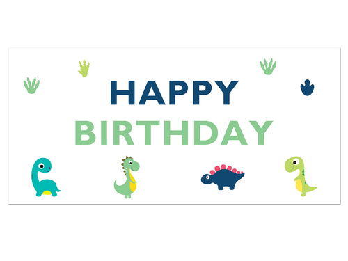 Plakat Happy Birthday Wesołe Dinozaury - 70x33 cm