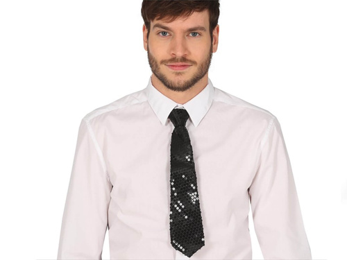 Krawat z cekinami czarny - 1 szt.