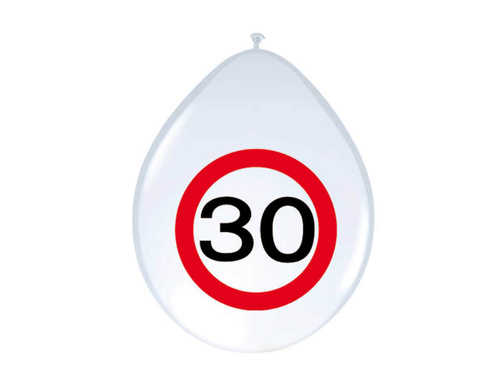 Balony Znak zakazu 30tka - 30 cm - 8 szt.