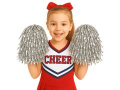 Pompony cheerleaderki metaliczne srebrne - 2 szt.