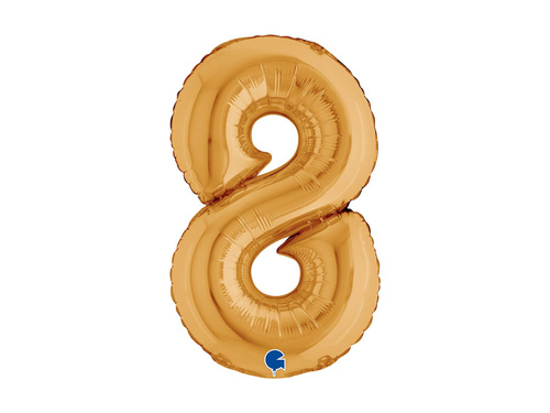Balon foliowy cyfra 8 złoty - 14" - 1 szt.