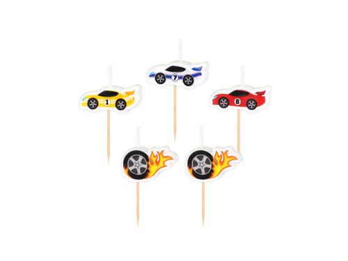 Świeczki pikery Wyścigówki - 6 cm - 5 szt.