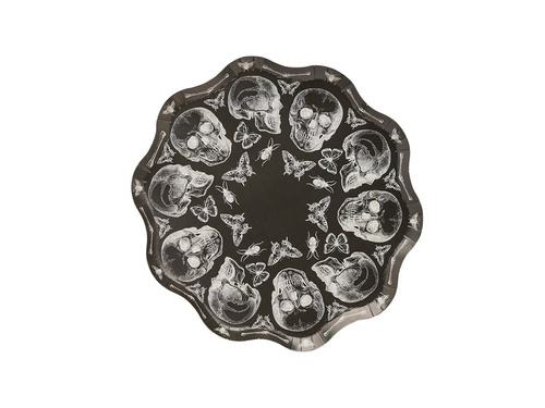 Talerzyki papierowe Halloweenowe w czaszki - 23 cm - 8 szt.