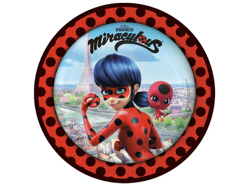 Talerzyki papierowe na urodziny Miraculum - 23 cm - 8 szt.