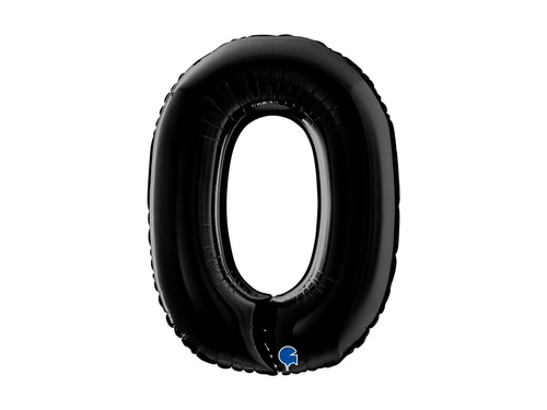 Balon foliowy cyfra 0 czarny - 26" - 1 szt.