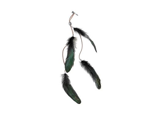 Czarna spinka z piórami