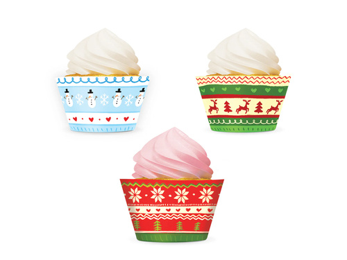 Papilotki na babeczki Sweterki na Boże Narodzenie - 12 szt.