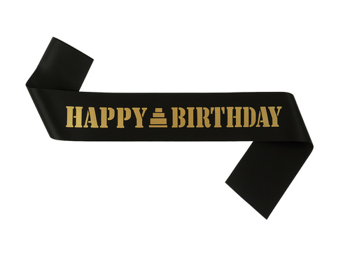 Szarfa urodzinowa Happy Birthday czarna - 1 szt.