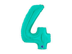 Balon foliowy cyfra 4 turkusowy - 26" - 1 szt.