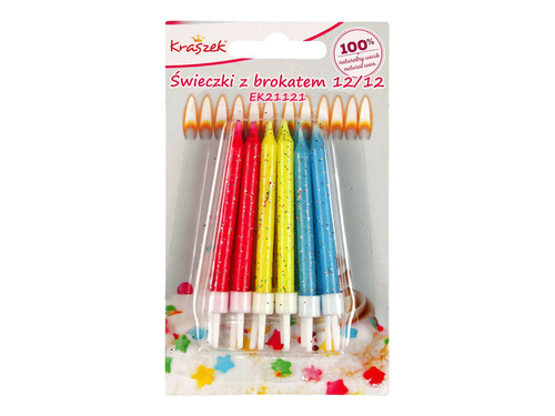 Świeczki urodzinowe brokatowe - 12 szt.