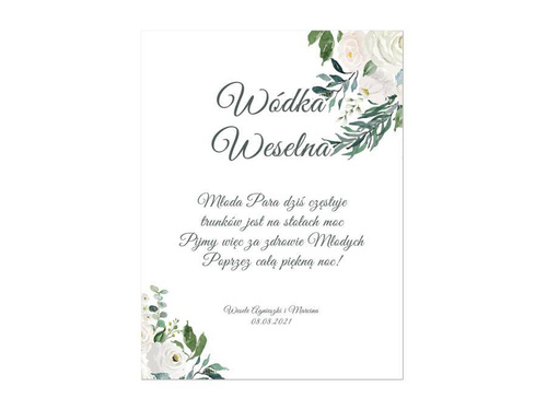 Etykiety personalizowane na butelkę z Wódką Weselną - 9 szt.