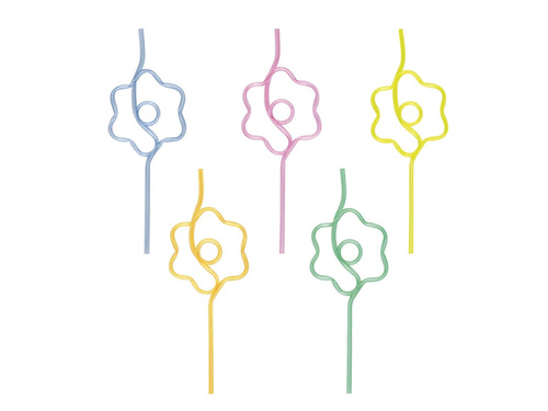 Słomki Stokrotki mix kolorów - 21 cm - 5 szt.