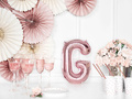 Balon foliowy litera "G" różowo-złota - 35 cm