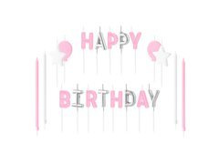 Zestaw świeczek Happy Birthday różowy - 21 szt.