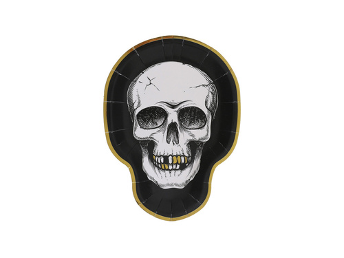 Talerzyki papierowe halloweenowe - Czaszka - 19 x 25 cm - 10 szt.