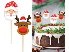 Pikery świąteczne Mikołaj i Renifer na Boże Narodzenie - 12 szt.