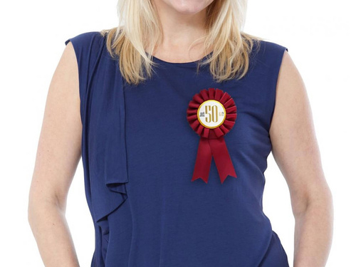 Kotylion Już 50-ka? bordowy - 1 szt.