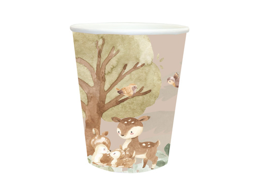 Kubeczki papierowe na urodziny Leśne Zwierzątka - 250 ml - 6 szt.