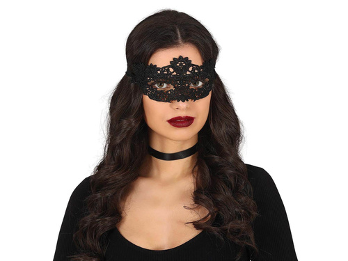 Maska karnawałowa koronkowa czarna - 1 szt.