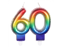 Świeczka na sześćdziesiątkę kolorowa 60 - sześćdziesiąt