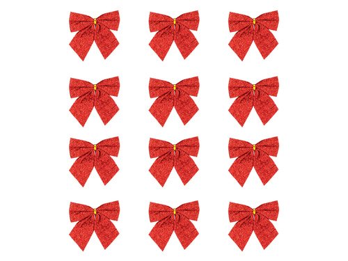 Kokardy czerwone brokatowe - 5 cm - 12 szt.