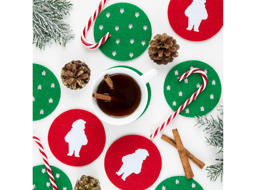 Podstawka pod kubek - Święty Mikołaj - 9 cm - 6 szt.