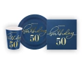 Zestaw kubeczki + serwetki + talerzyki papierowe na 50te urodziny - 22 szt.