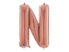Balon foliowy litera N różowe złoto - 66 cm - 1 szt.
