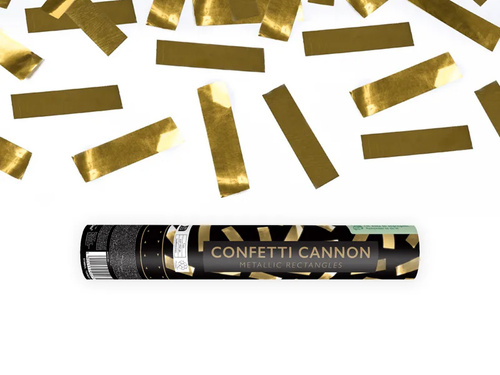 Tuba strzelająca - złote metaliczne konfetti - 28 cm - 1 szt.
