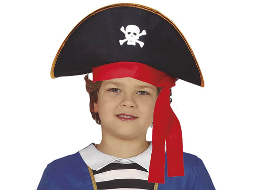 Czapka pirata z białą czaszką - 1 szt.