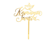 Topper na tort Komunia Święta złoty  - 1 szt.