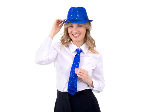 Cekinowy krawat - granatowy - 36 cm - 1 szt.