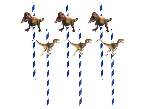 Słomki papierowe T-Rex - 20 cm - 6 szt.