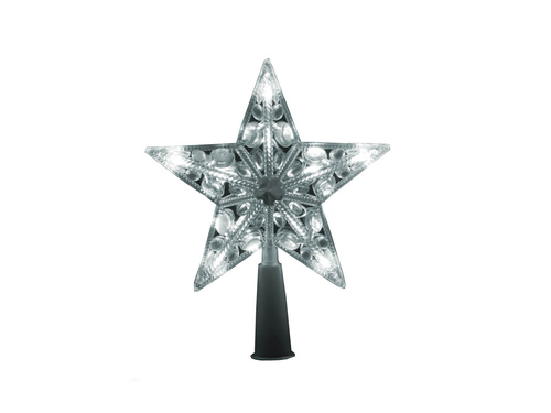 Gwiazda choinkowa srebrna LED - 19 cm - 1 szt.