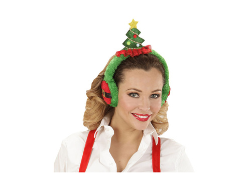 Opaska ocieplacz na uszy z choinką