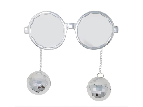 Okulary srebrne z mini kulami dyskotekowymi - 1 szt.