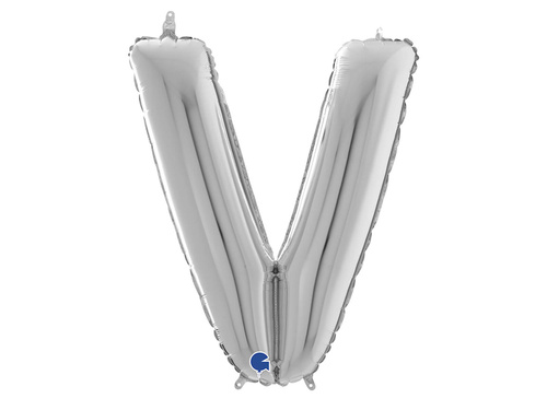 Balon foliowy srebrna litera V - 66 cm - 1 szt.