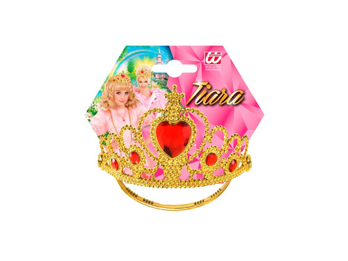 Złota tiara z czerwonymi klejnotami