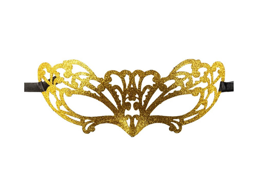 Brokatowa maska karnawałowa złota - 1 szt.