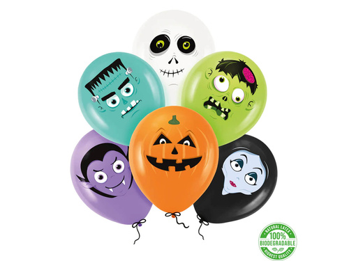 Balony lateksowe Monsters na Halloween - 30 cm - 6 szt.