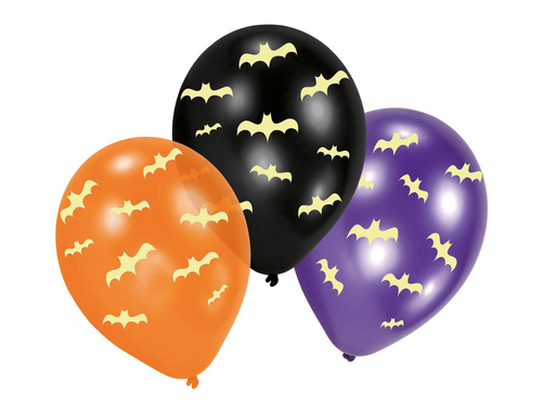 Balony lateksowe świecące w ciemności Nietoperze - 6 szt.