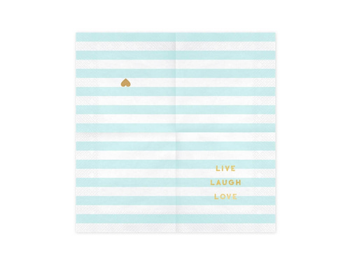 Serwetki Live Laugh Love błękitne paski - 33 cm - 20 szt.