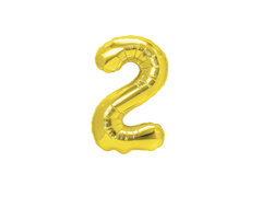 Balon foliowy cyfra 2 złota - 40 cm