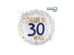 Balon foliowy okrągły urodzinowy na 30 lat - 14" - 1 szt.